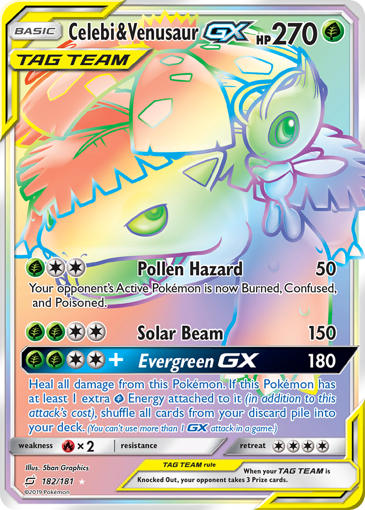 Celebi & Venusaur GX (182/181) [Sun & Moon: Team Up] | Good Games Morley
