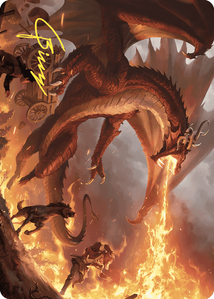Realm-Scorcher Hellkite Art Card (Gold-Stamped Signature) [Wilds of Eldraine Art Series] | Good Games Morley