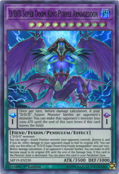 D/D/D Super Doom King Purple Armageddon [MP19-EN230] Super Rare | Good Games Morley