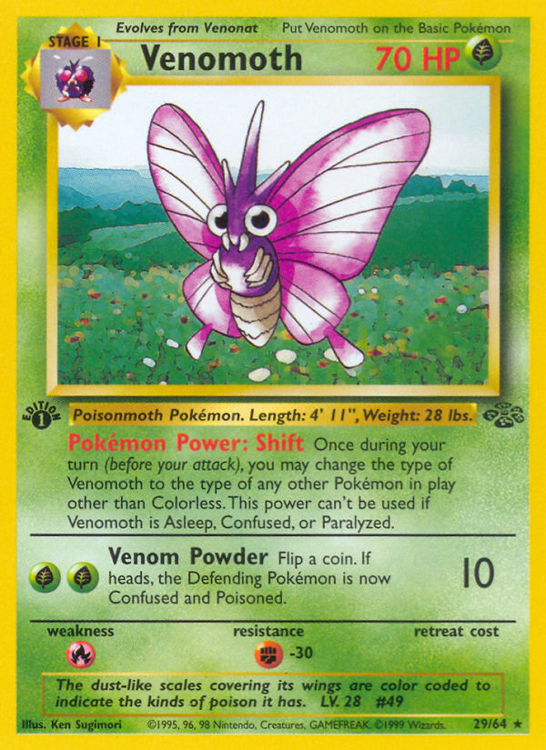 Venomoth (29/64) [Jungle 1st Edition] | Good Games Morley