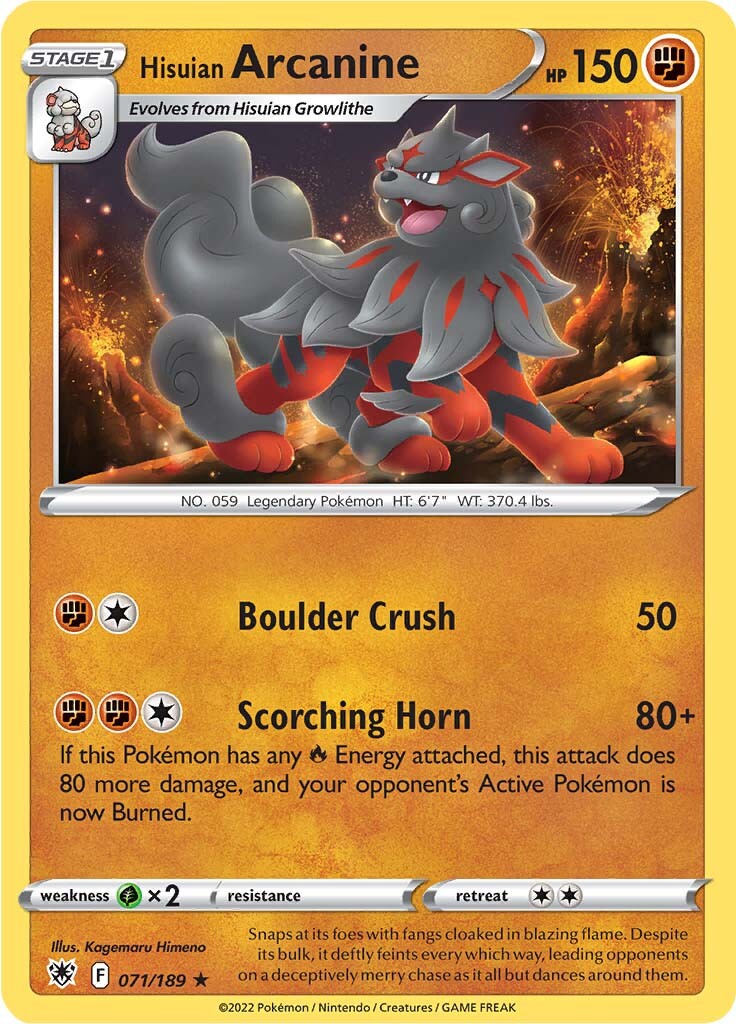 Hisuian Arcanine (071/189) [Sword & Shield: Astral Radiance] | Good Games Morley