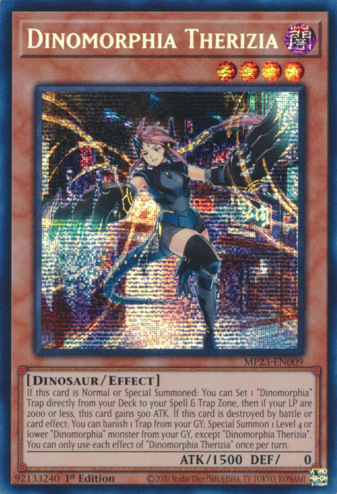 Dinomorphia Therizia [MP23-EN009] Prismatic Secret Rare | Good Games Morley