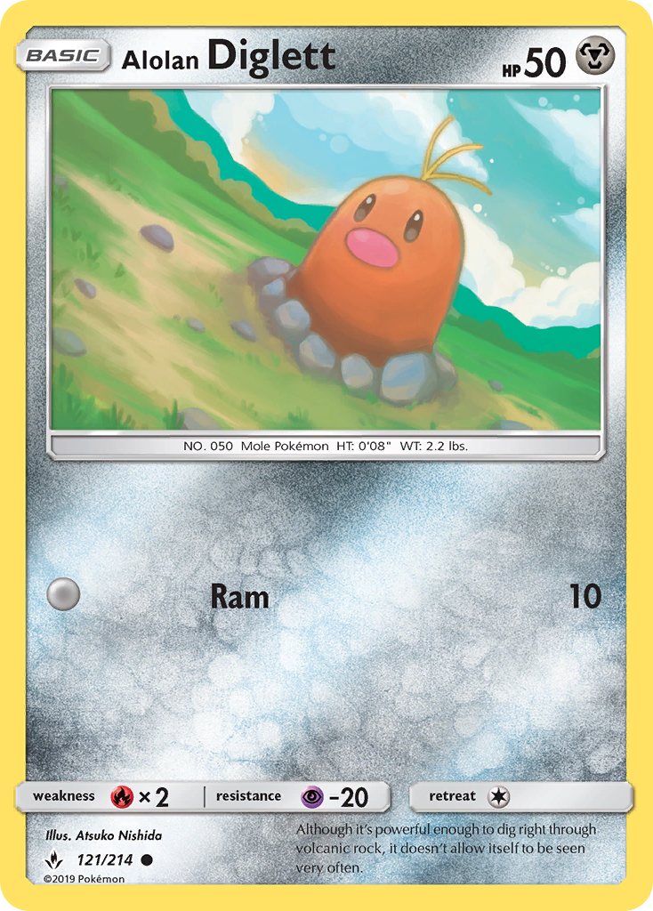Alolan Diglett (121/214) [Sun & Moon: Unbroken Bonds] | Good Games Morley