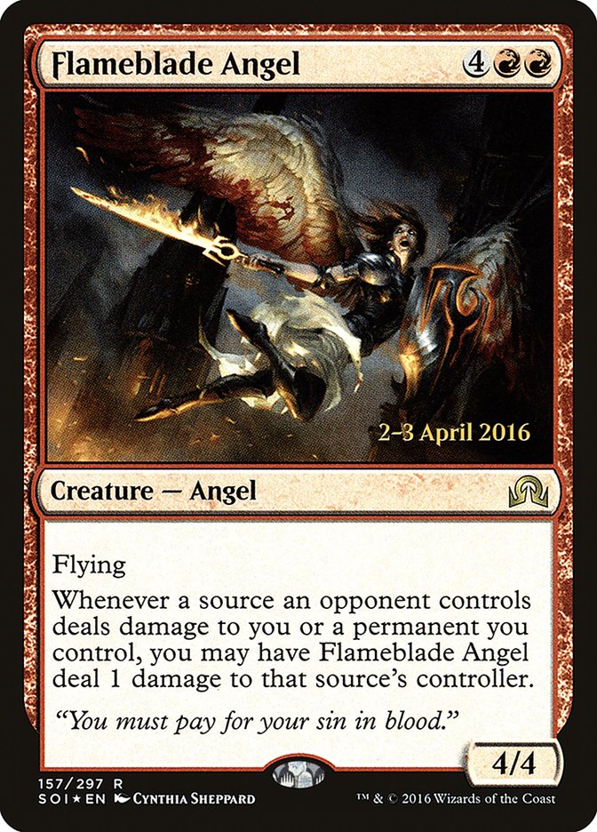 Flameblade Angel [Shadows over Innistrad Prerelease Promos] | Good Games Morley