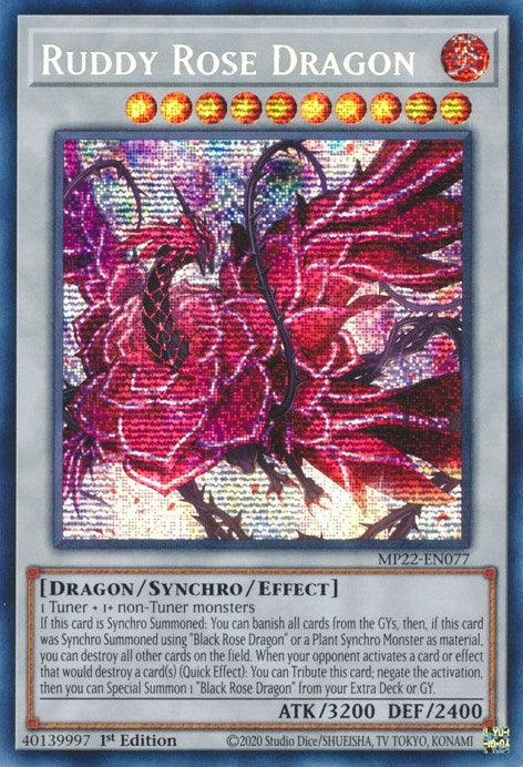 Ruddy Rose Dragon [MP22-EN077] Prismatic Secret Rare | Good Games Morley