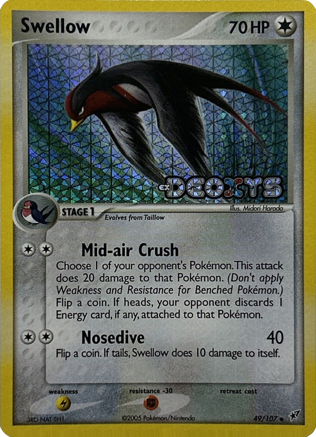 Swellow (49/107) (Stamped) [EX: Deoxys] | Good Games Morley
