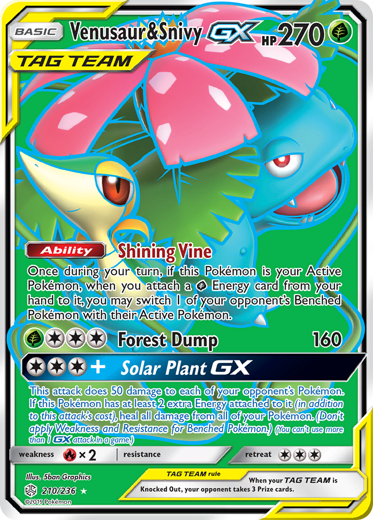 Venusaur & Snivy GX (210/236) [Sun & Moon: Cosmic Eclipse] | Good Games Morley
