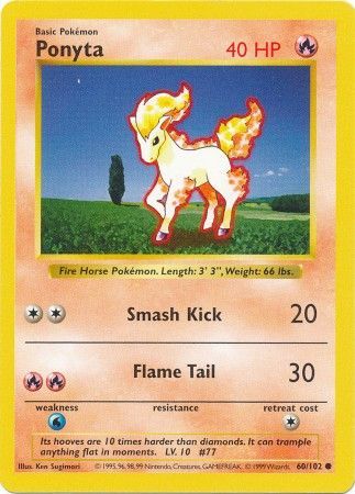 Ponyta (60/102) [Base Set Shadowless Unlimited] | Good Games Morley