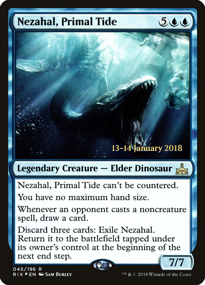 Nezahal, Primal Tide [Rivals of Ixalan Prerelease Promos] | Good Games Morley