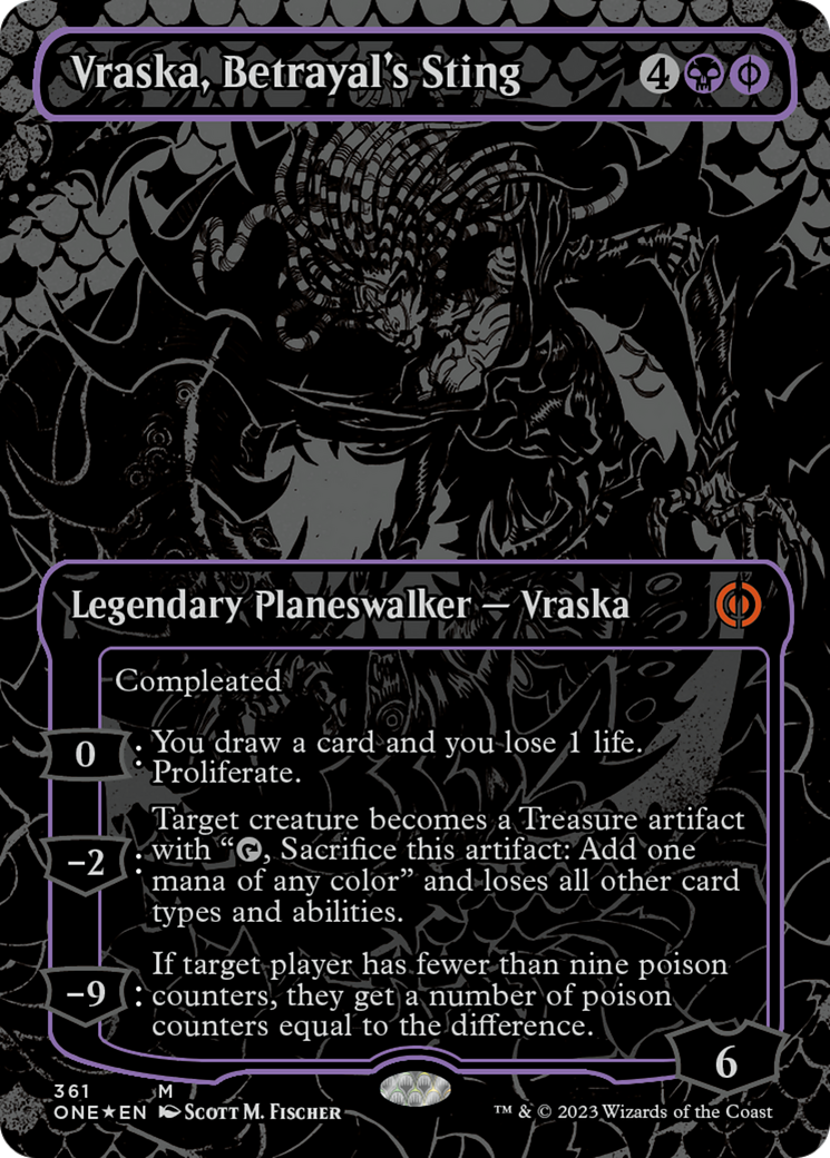 Vraska, Betrayal's Sting (Oil Slick Raised Foil) [Phyrexia: All Will Be One] | Good Games Morley