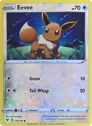 Eevee (130/185) (Reverse Cosmos Holo) [Sword & Shield: Vivid Voltage] | Good Games Morley