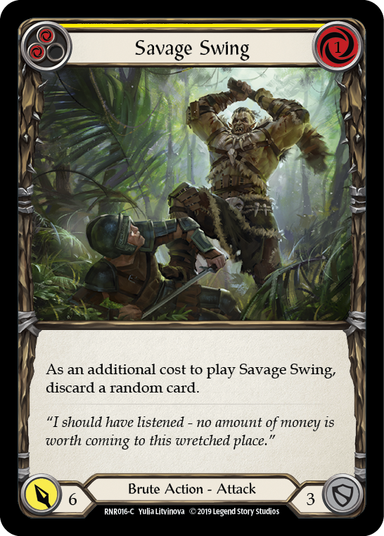 Savage Swing (Yellow) [RNR016-C] (Rhinar Hero Deck)  1st Edition Normal | Good Games Morley