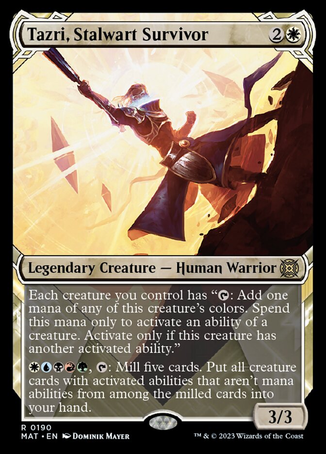Tazri, Stalwart Survivor (Showcase Halo Foil) [March of the Machine: The Aftermath] | Good Games Morley