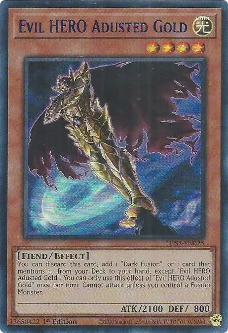 Evil HERO Adusted Gold (Blue) [LDS3-EN025] Ultra Rare | Good Games Morley