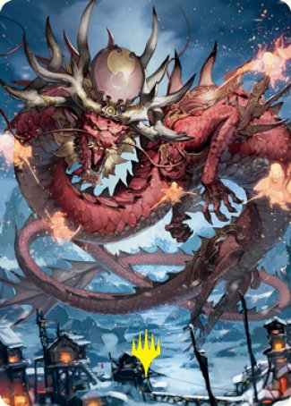 Atsushi, the Blazing Sky 2 Art Card (Gold-Stamped Signature) [Kamigawa: Neon Dynasty Art Series] | Good Games Morley