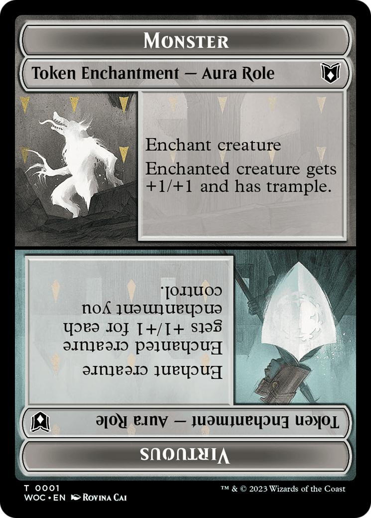 Copy // Monster Role / Virtuous Role Double-Sided Token [Wilds of Eldraine Commander Tokens] | Good Games Morley