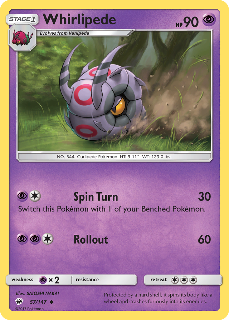 Whirlipede (57/147) [Sun & Moon: Burning Shadows] | Good Games Morley