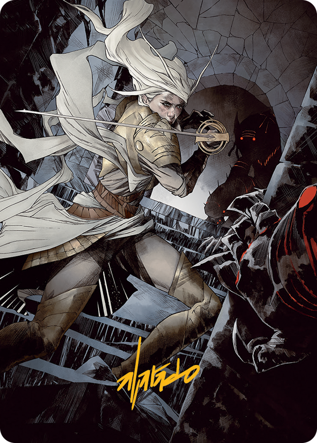 Thalia, Guardian of Thraben Art Card (Gold-Stamped Signature) [March of the Machine Art Series] | Good Games Morley