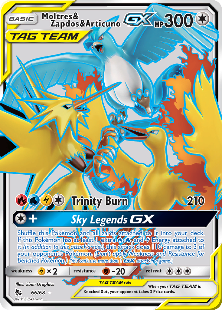 Moltres & Zapdos & Articuno GX (66/68) [Sun & Moon: Hidden Fates] | Good Games Morley