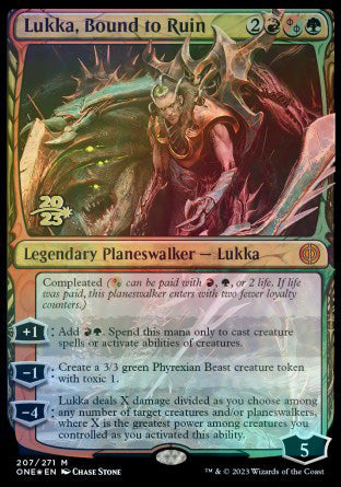 Lukka, Bound to Ruin [Phyrexia: All Will Be One Prerelease Promos] | Good Games Morley