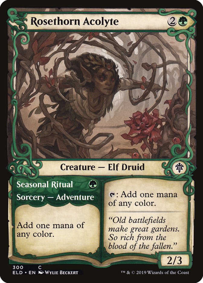 Rosethorn Acolyte // Seasonal Ritual (Showcase) [Throne of Eldraine] | Good Games Morley