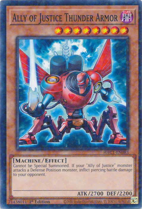 Ally of Justice Thunder Armor (Duel Terminal) [HAC1-EN083] Common | Good Games Morley