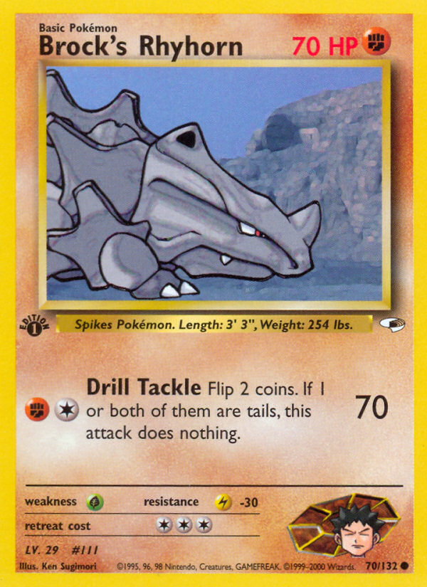 Brock's Rhyhorn (70/132) [Gym Heroes 1st Edition] | Good Games Morley