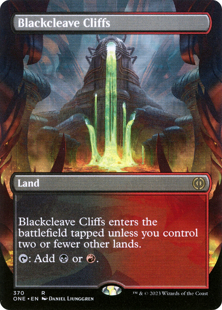 Blackcleave Cliffs (Borderless Alternate Art) [Phyrexia: All Will Be One] | Good Games Morley