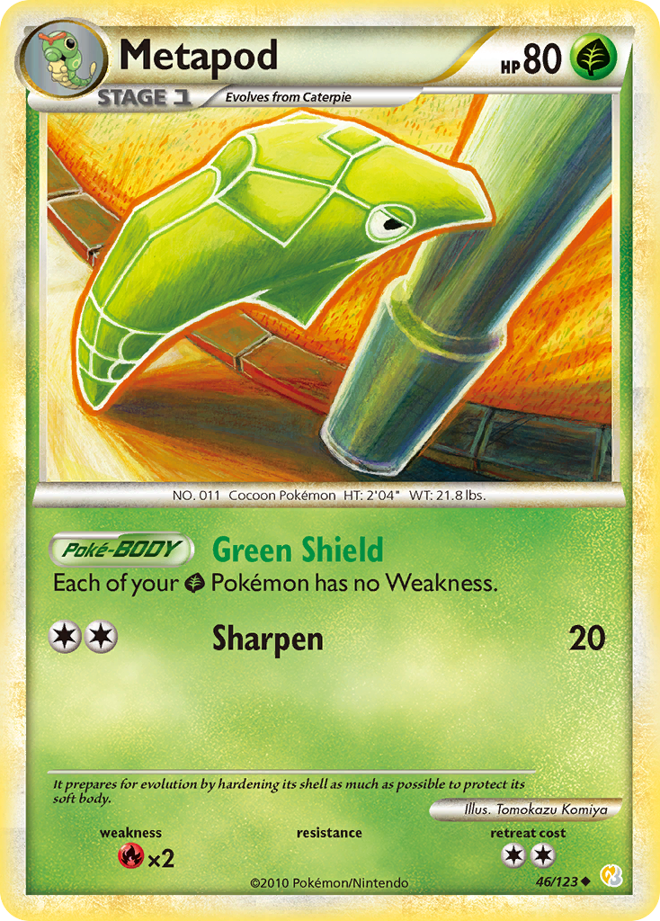 Metapod (46/123) [HeartGold & SoulSilver: Base Set] | Good Games Morley