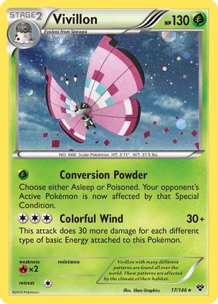 Vivillon (17/146) (Meadow Form/Pink Wings) (Cosmos Holo) [XY: Base Set] | Good Games Morley