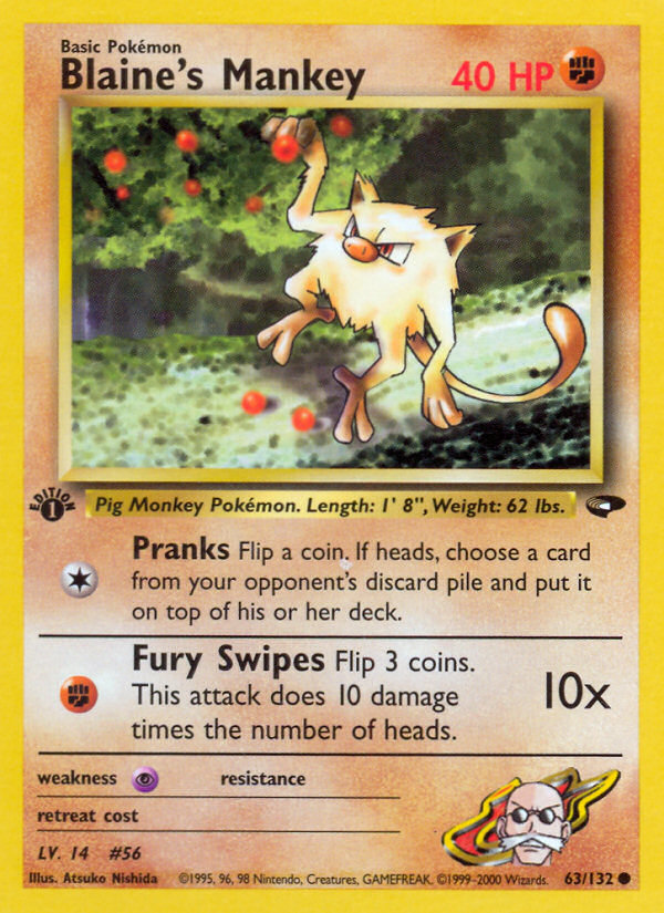 Blaine's Mankey (63/132) [Gym Challenge 1st Edition] | Good Games Morley