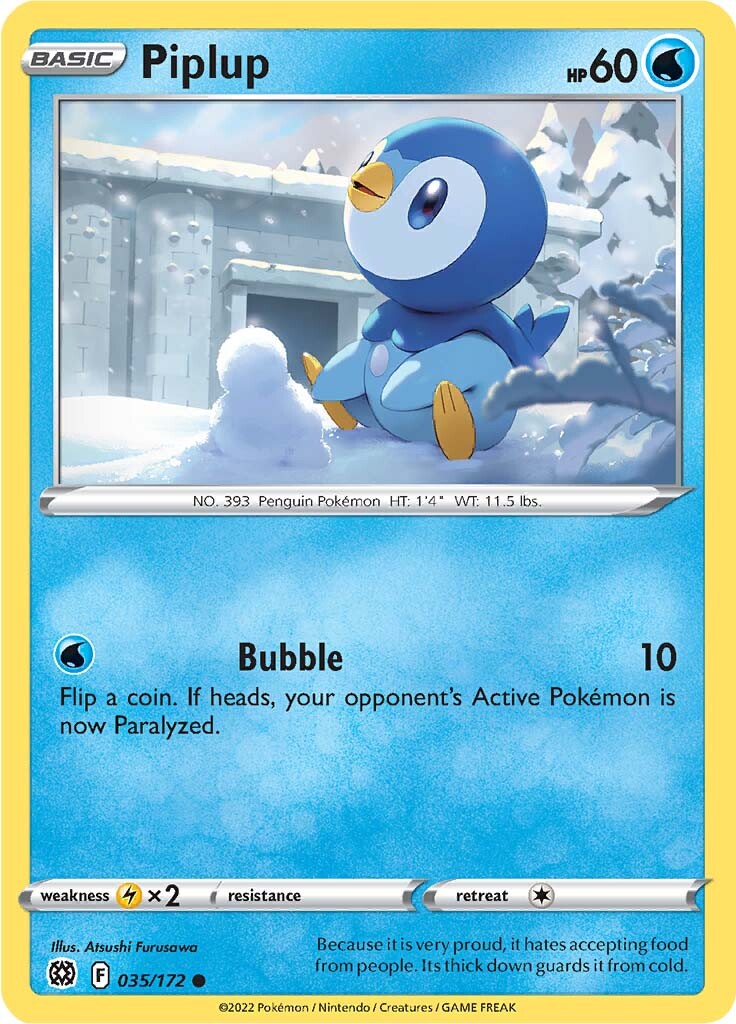 Piplup (035/172) [Sword & Shield: Brilliant Stars] | Good Games Morley
