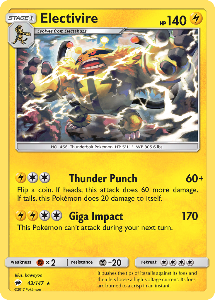 Electivire (43/147) [Sun & Moon: Burning Shadows] | Good Games Morley