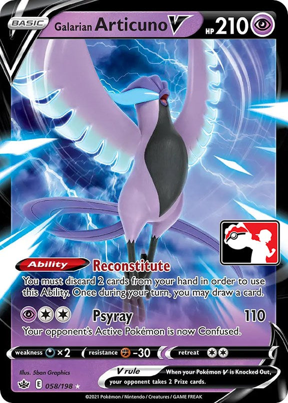 Galarian Articuno V (058/198) [Prize Pack Series One] | Good Games Morley