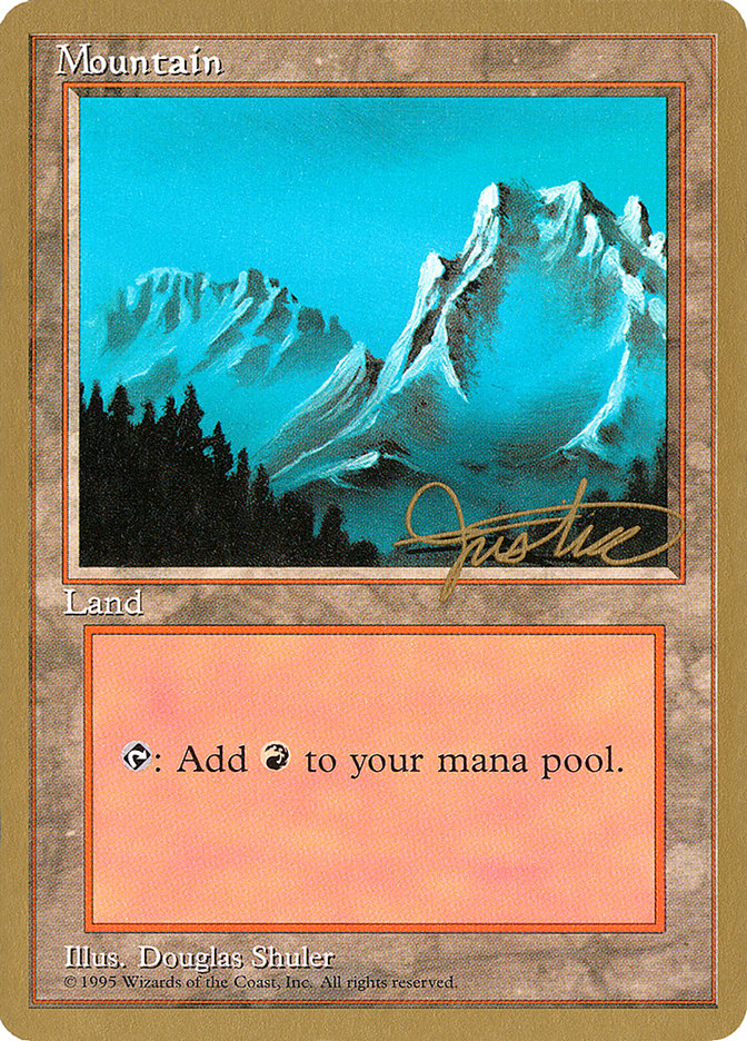 Mountain (mj374) (Mark Justice) [Pro Tour Collector Set] | Good Games Morley