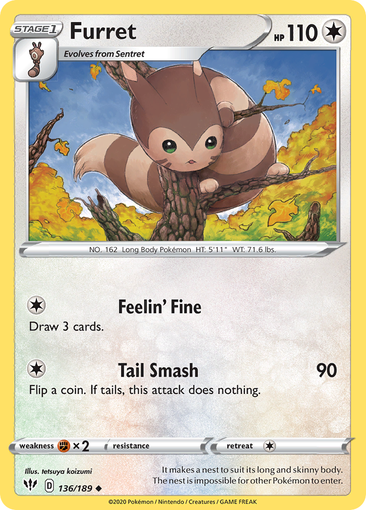 Furret (136/189) [Sword & Shield: Darkness Ablaze] | Good Games Morley