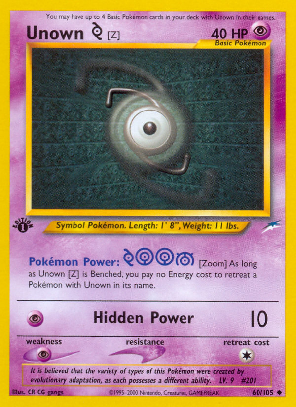 Unown [Z] (60/105) [Neo Destiny 1st Edition] | Good Games Morley