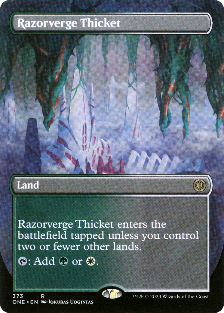 Razorverge Thicket (Borderless Alternate Art) [Phyrexia: All Will Be One] | Good Games Morley