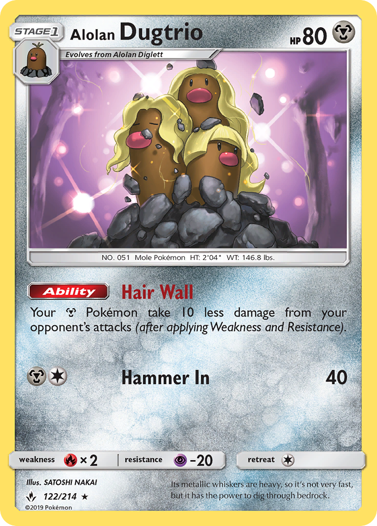 Alolan Dugtrio (122/214) [Sun & Moon: Unbroken Bonds] | Good Games Morley