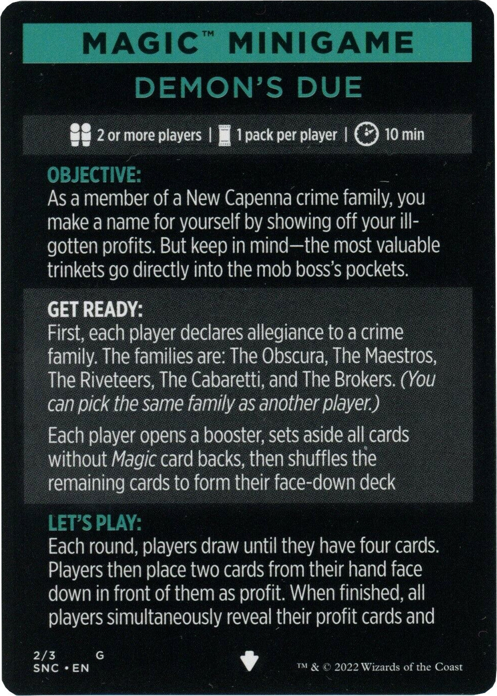 Demon's Due (Magic Minigame) [Streets of New Capenna Minigame] | Good Games Morley