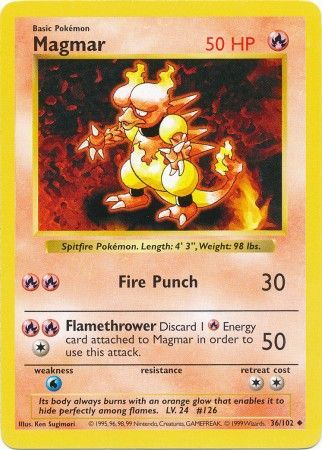 Magmar (36/102) [Base Set Shadowless Unlimited] | Good Games Morley
