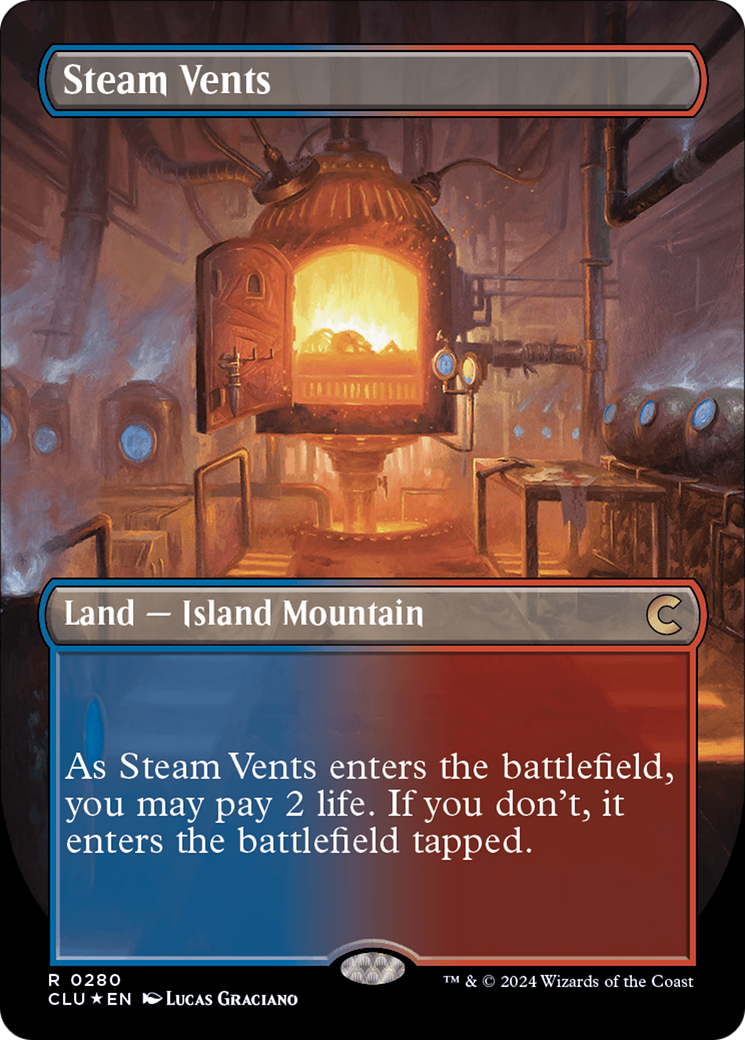 Steam Vents (Borderless) [Ravnica: Clue Edition] | Good Games Morley