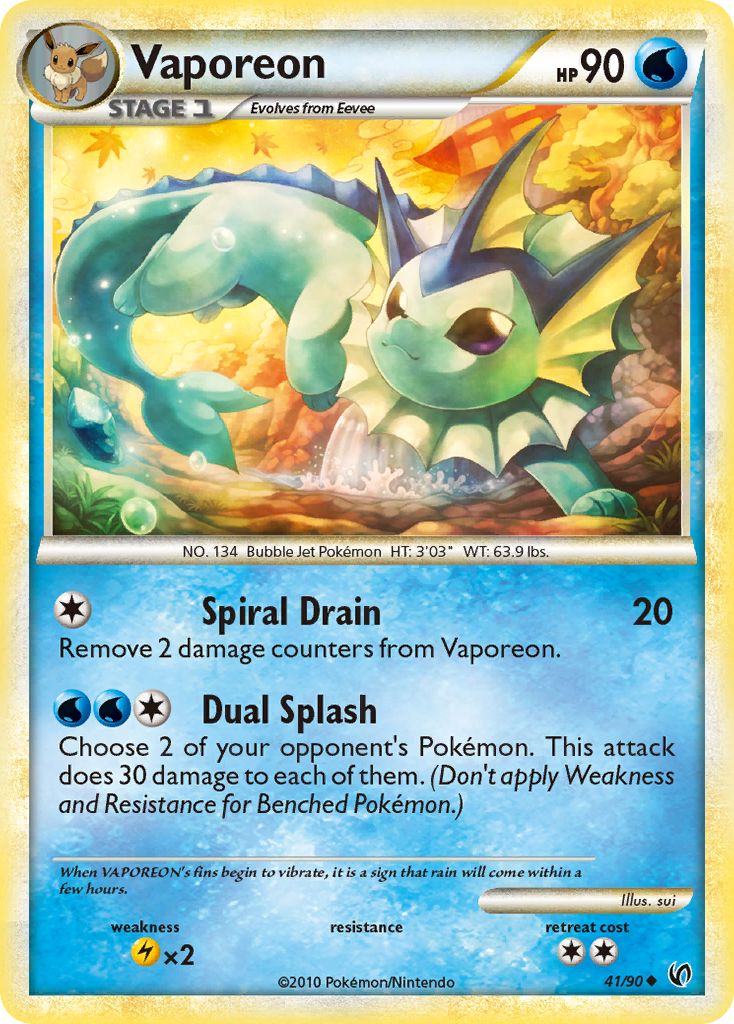 Vaporeon (41/90) [HeartGold & SoulSilver: Undaunted] | Good Games Morley