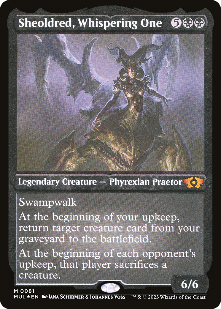 Sheoldred, Whispering One (Foil Etched) [Multiverse Legends] | Good Games Morley