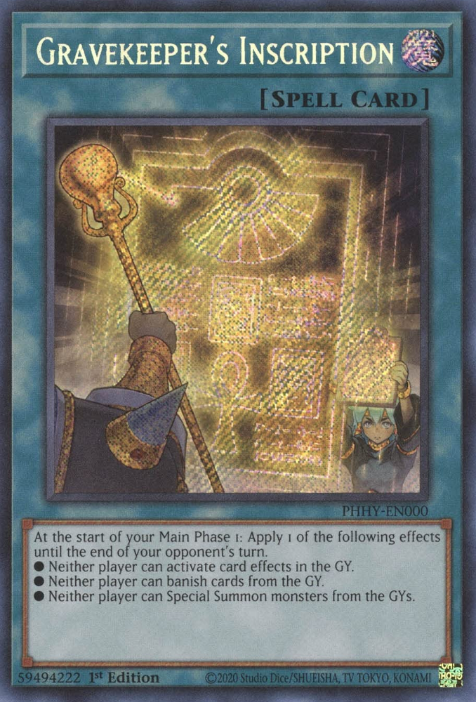 Gravekeeper's Inscription [PHHY-EN000] Secret Rare | Good Games Morley
