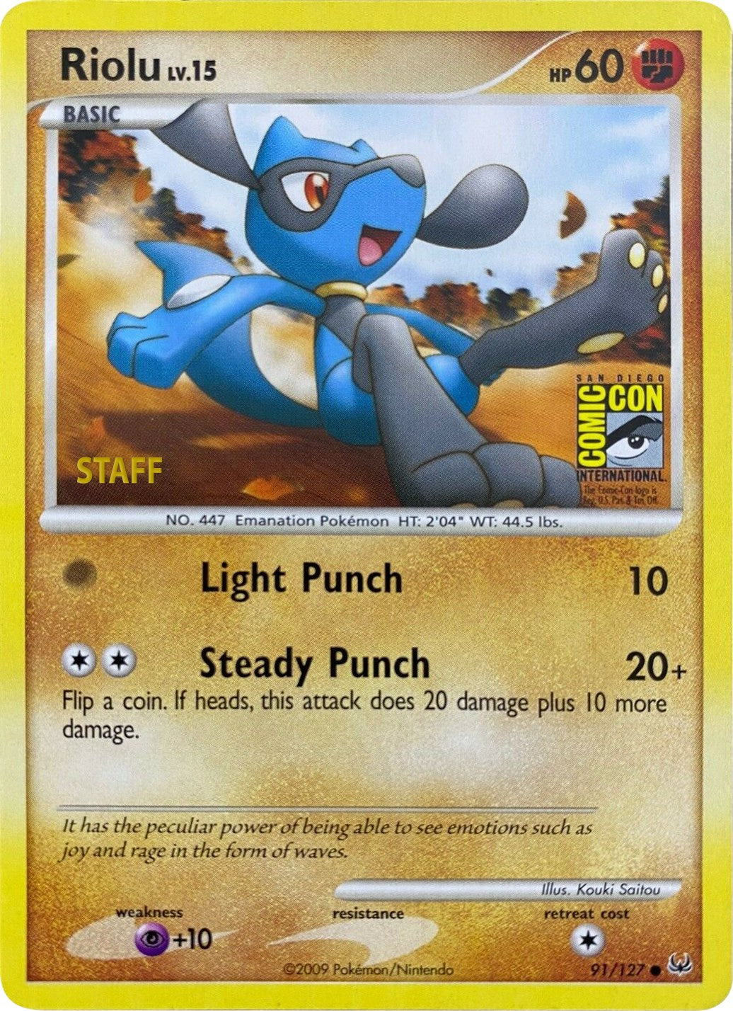 Riolu (91/127) (SDCC 2009) (Staff) [Platinum: Base Set] | Good Games Morley
