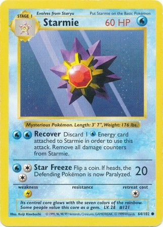 Starmie (64/102) [Base Set Shadowless Unlimited] | Good Games Morley