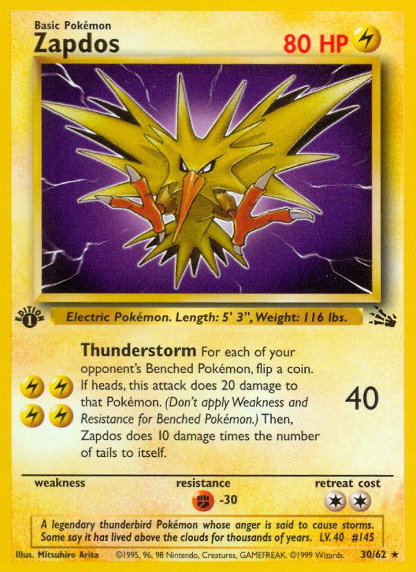 Zapdos (30/62) [Fossil 1st Edition] | Good Games Morley