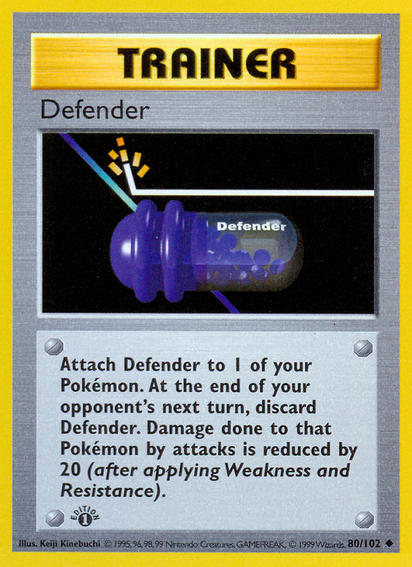 Defender (80/102) (Shadowless) [Base Set 1st Edition] | Good Games Morley