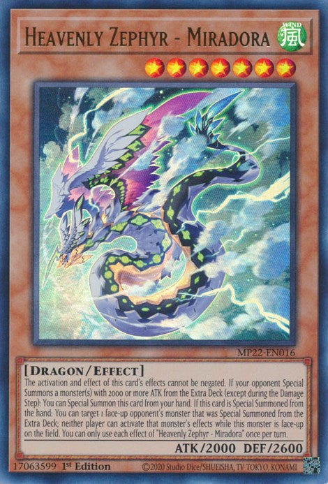 Heavenly Zephyr - Miradora [MP22-EN016] Ultra Rare | Good Games Morley